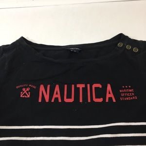 Nautica Tops - Women’s Nautica Striped Spell Out Shirt LS M Nautica Tops - Women’s Nautica Striped Spell Out Shirt LS M